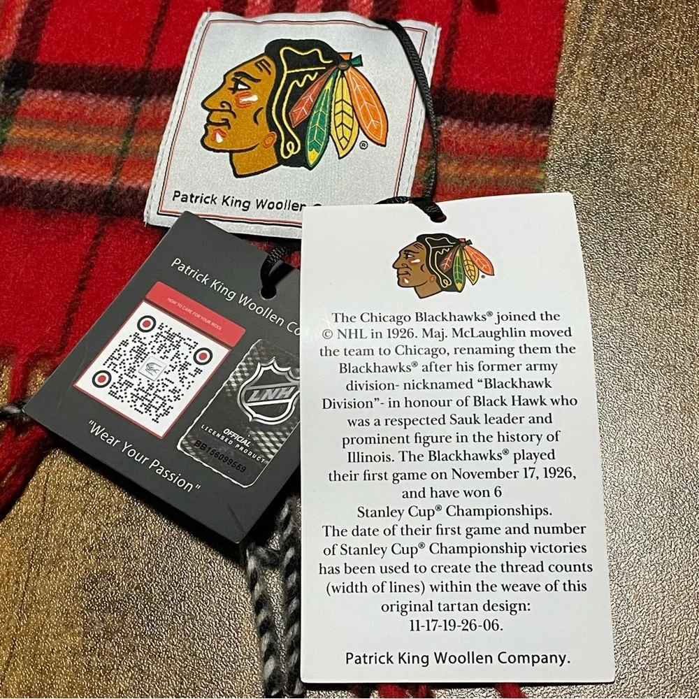 Chicago Blackhawks Extra Long Lambswool Scarf NHL Patrick King Woollen …